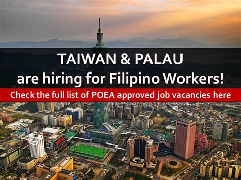 taiwan job hiring poea|No Experience jobs in Taiwan (POEA), POEA .